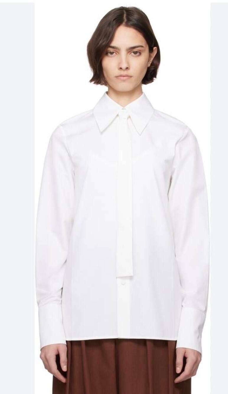 Jil Sander Tie Poplin Shirt in White DE 34 US 2